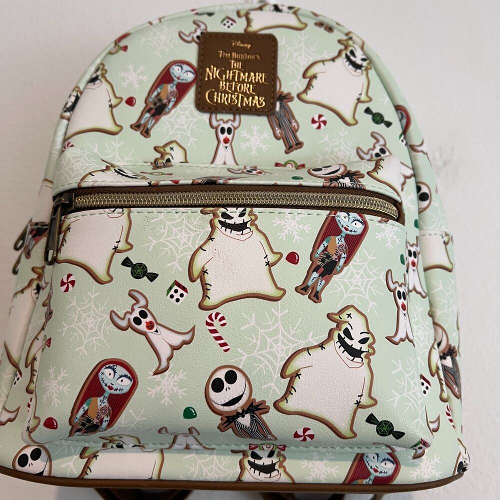 Loungefly Nightmare Before Christmas All-Over Gingerbread Cookie Mini Backpack - Picture 4 of 8